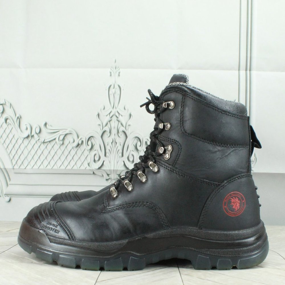 ROCKROOSTER Kimberly/Kensington Black Leather Steel Toe Work Boots Size 12